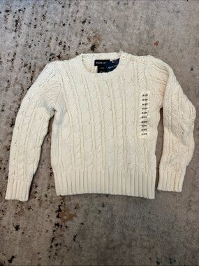 Vintage Ralph Lauren Kids Toddler Cream Cable Knit Sweater Top